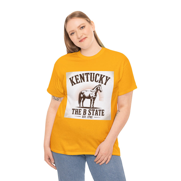 Kentucky Heritage Unisex Heavy Cotton Tee, Vintage Graphic Shirt, Horse Lover Gift, Authentic State Pride Apparel, Casual Everyday Wear, USA States Design