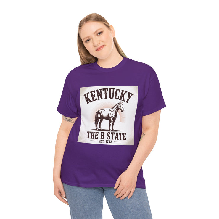 Kentucky Heritage Unisex Heavy Cotton Tee, Vintage Graphic Shirt, Horse Lover Gift, Authentic State Pride Apparel, Casual Everyday Wear, USA States Design