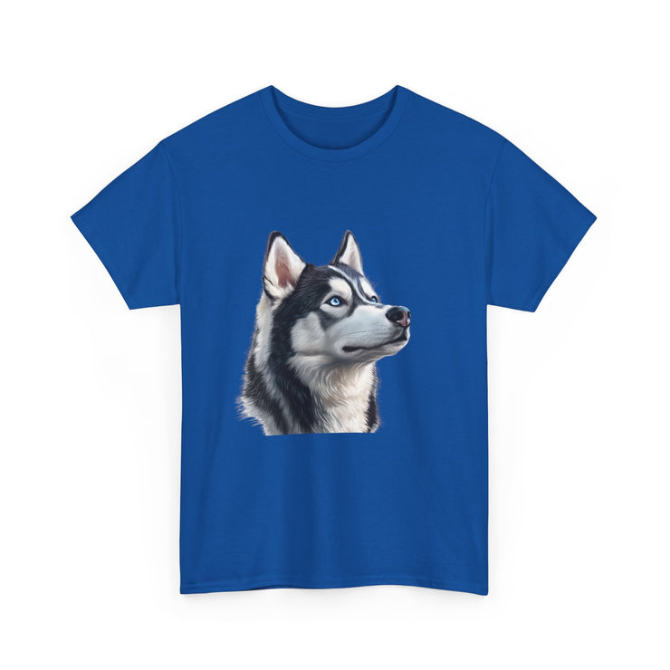Siberian Husky Heavy Cotton Tee, Cozy Dog Lover Shirt, Unisex Graphic Tee, Pet Owner Gift, Cute Animal Apparel