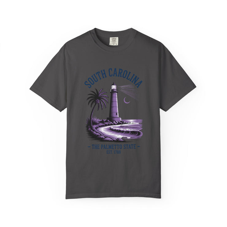 South Carolina Lighthouse T-Shirt, Unisex Garment-Dyed Tee, Coastal Vibes Shirt, Summer Travel Apparel, USA States Design