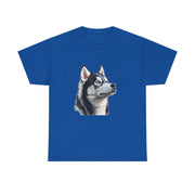 Siberian Husky Heavy Cotton Tee, Cozy Dog Lover Shirt, Unisex Graphic Tee, Pet Owner Gift, Cute Animal Apparel