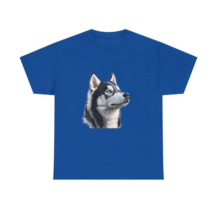 Siberian Husky Heavy Cotton Tee, Cozy Dog Lover Shirt, Unisex Graphic Tee, Pet Owner Gift, Cute Animal Apparel