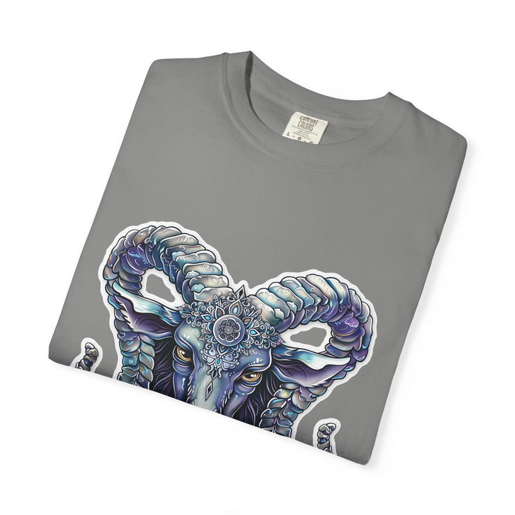 Mystical Ram Graphic Unisex T-shirt, Boho Tee, Astrology Shirt, Spiritual Gift, Festival Wear, Unique Graphic Tee