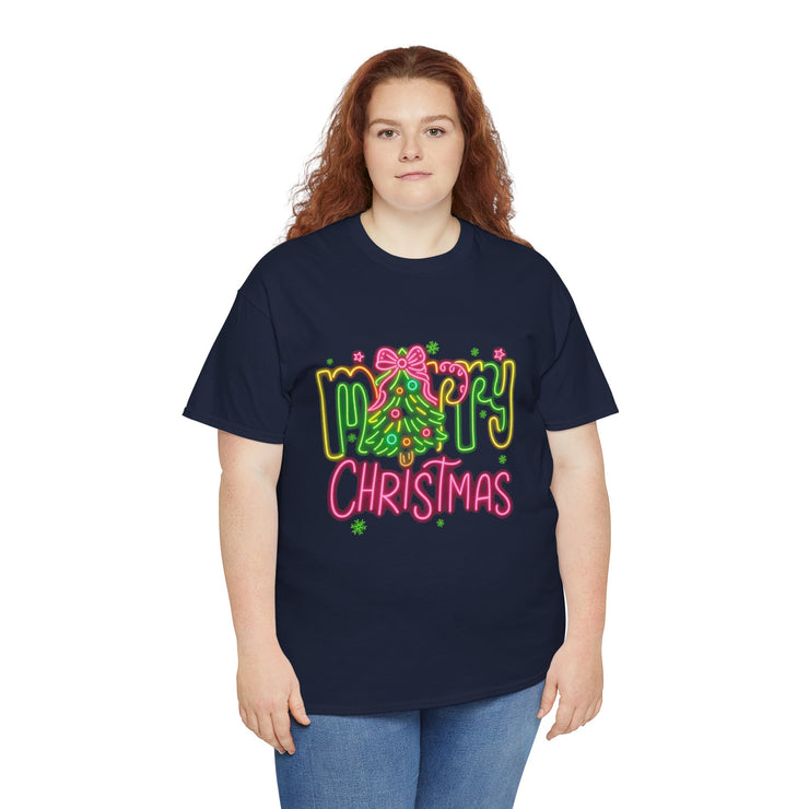 Festive Merry Christmas Tee - Unisex Heavy Cotton T-Shirt, Holiday Shirt, Christmas Gift, Cozy Winter Apparel, Family Gathering Outfit