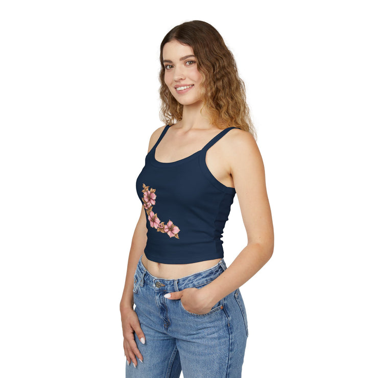 Floral Initials Women's Tank Top, Summer Top, Floral Tank, Personalized Spaghetti Strap, Gift for Her, Casual Wear, Everyday Style