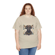 Boho Bull Graphic Tee | Unisex Heavy Cotton T-Shirt | Festival Wear, Gift for Nature Lovers, Casual Outfit, Animal Art