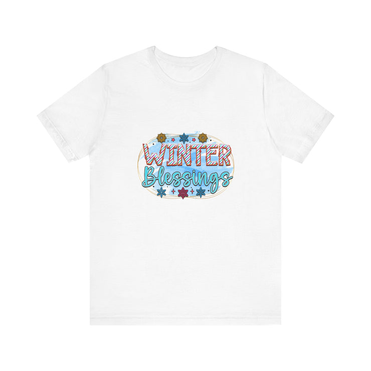 Winter Blessings Unisex Jersey Tee, Cozy Winter T-shirt, Holiday Gift, Seasonal Apparel, Comfortable Casual Wear
