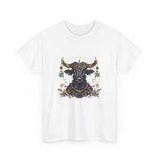 Boho Bull Graphic Tee | Unisex Heavy Cotton T-Shirt | Festival Wear, Gift for Nature Lovers, Casual Outfit, Animal Art