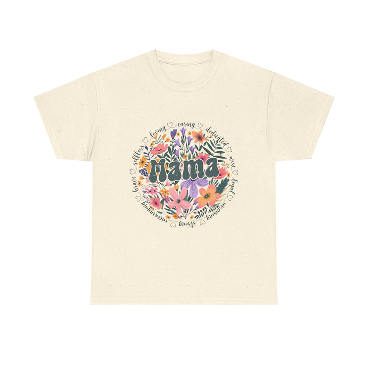 Floral 'Mama' Unisex Heavy Cotton Tee, Perfect for Mother's Day, Gifts for Mom, Birthday Apparel,