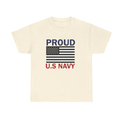 Proud U.S. Navy Unisex Heavy Cotton Tee, Veteran Gifts, Military Apparel, Patriotic Shirt, Independence Day, Memorial Day