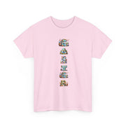 Colorful Cartoon Animal Unisex Heavy Cotton Tee - Gift for Animal Lovers, Cute T-Shirt for Kids & Adults, Fun Birthday, Casual Wear