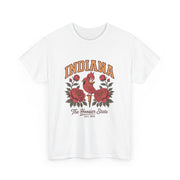 Indiana Floral T-Shirt, Unisex Heavy Cotton Tee for Hoosier State Lovers, Casual Wear, Gift for Indiana Residents, Summer Style