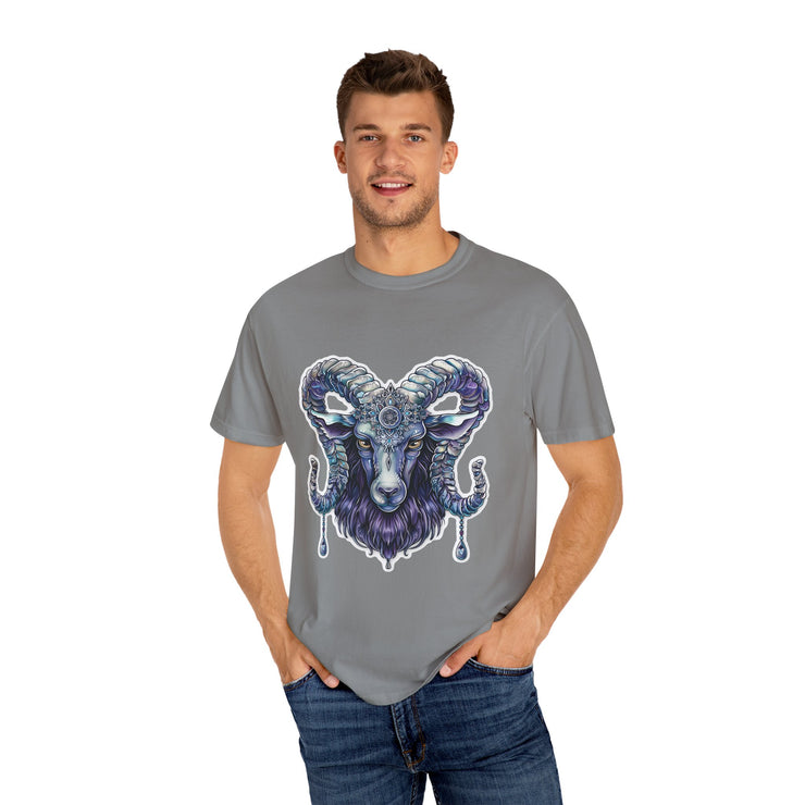 Mystical Ram Graphic Unisex T-shirt, Boho Tee, Astrology Shirt, Spiritual Gift, Festival Wear, Unique Graphic Tee