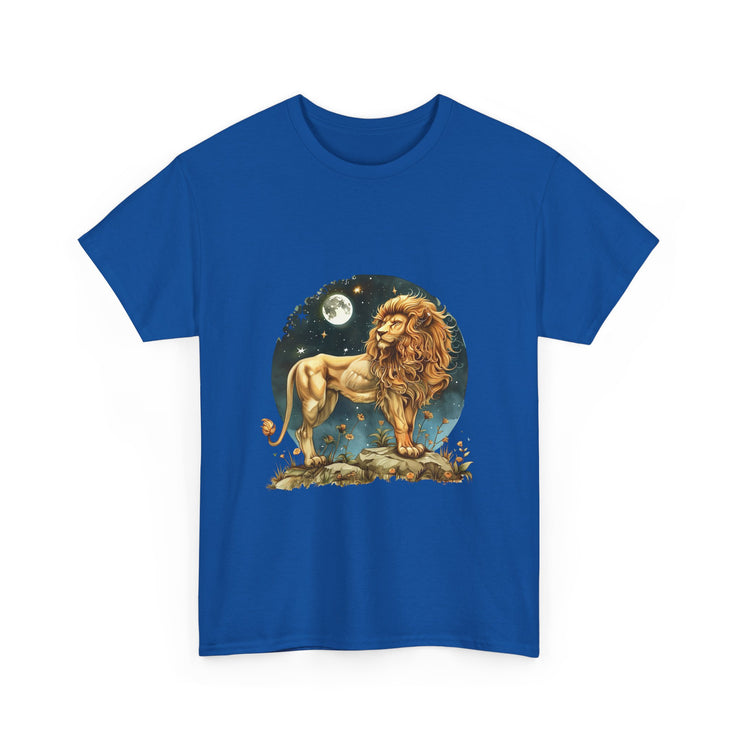 Majestic Lion Tee, Unisex Heavy Cotton Tee, Astrology T-Shirt, Animal Lover Gift, Birthday Present, Casual Style