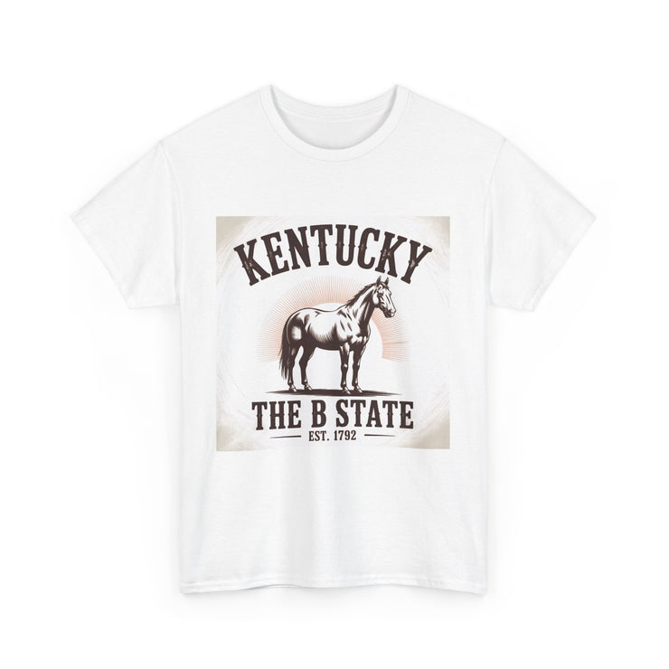 Kentucky Heritage Unisex Heavy Cotton Tee, Vintage Graphic Shirt, Horse Lover Gift, Authentic State Pride Apparel, Casual Everyday Wear, USA States Design