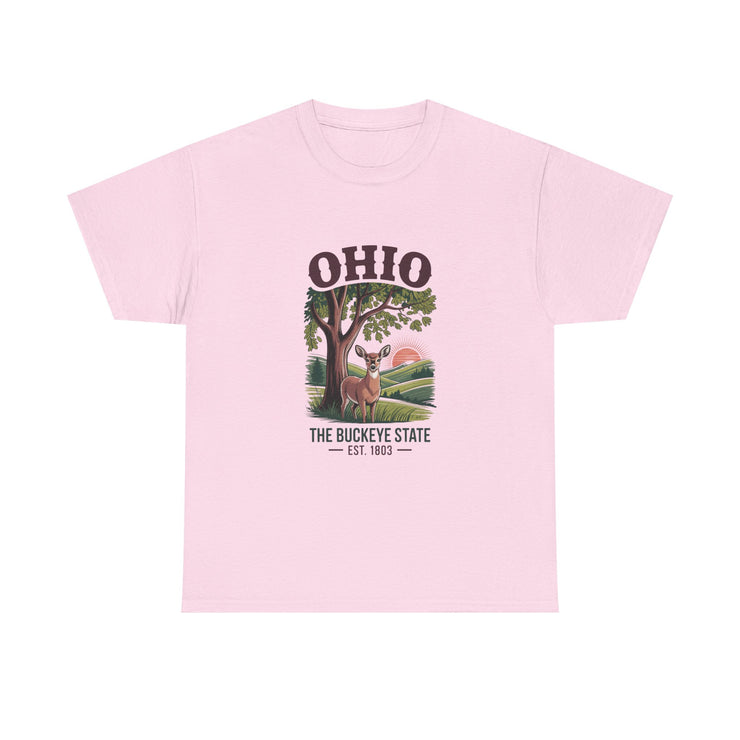 Ohio Vintage Graphic Tee, Unisex Cotton Shirt, Buckeye State Gift, Nature Lover Tee, Casual Wear, Ohio Pride Clothing, USA States Design