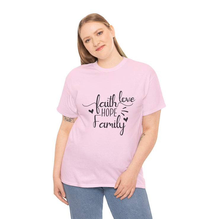 Faith, Hope, Love Family Tee - Unisex Heavy Cotton Shirt for Family Gatherings, Gifts, Celebrations, Casual Wear
