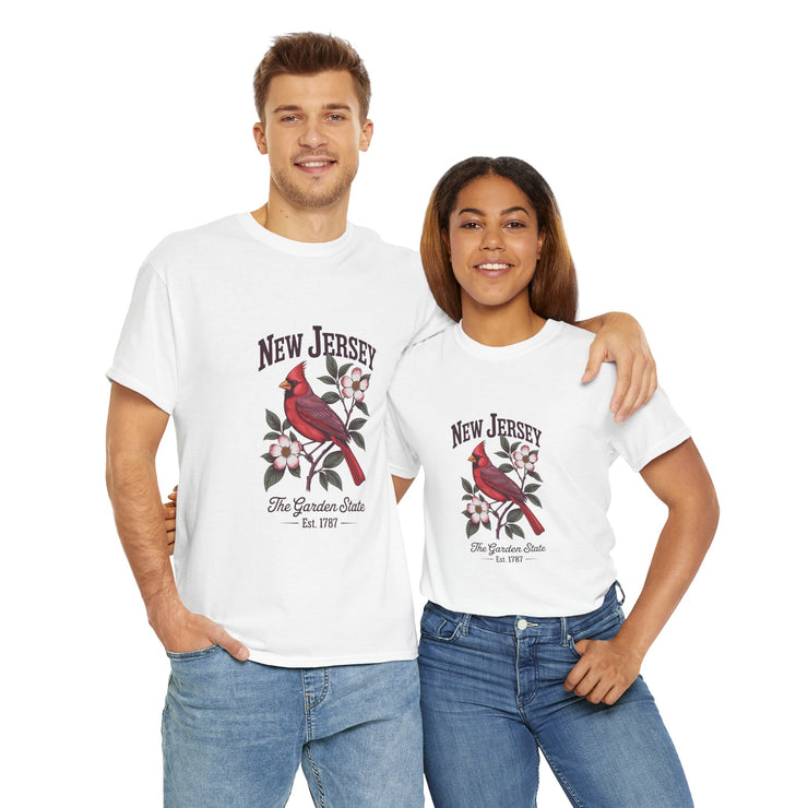 New Jersey Cardinal Tee, Vintage Style T-Shirt, Unisex Cotton Tee, Garden State Gift, Bird Lover Apparel, Casual Wear, USA States Design