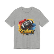 Steelers Football Splash Tee | Unisex Short Sleeve Shirt for Game Day, Sports Fan, Gift for Him, Tailgate Party, Sports Design