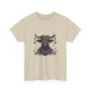 Boho Bull Graphic Tee | Unisex Heavy Cotton T-Shirt | Festival Wear, Gift for Nature Lovers, Casual Outfit, Animal Art