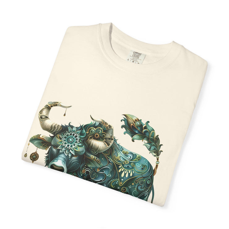 Bohemian Bull T-Shirt, Artistic Graphic Tee, Unisex Shirt for Cow Lovers, Gift for Occasions, Casual Wear, Eco-Friendly Style