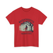 Massachusetts Vintage Unisex Heavy Cotton Tee, Rustic State T-Shirt, Travel Souvenir, Casual Wear, Gift for Locals and Tourists