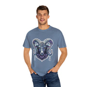 Mystical Ram Graphic Unisex T-shirt, Boho Tee, Astrology Shirt, Spiritual Gift, Festival Wear, Unique Graphic Tee