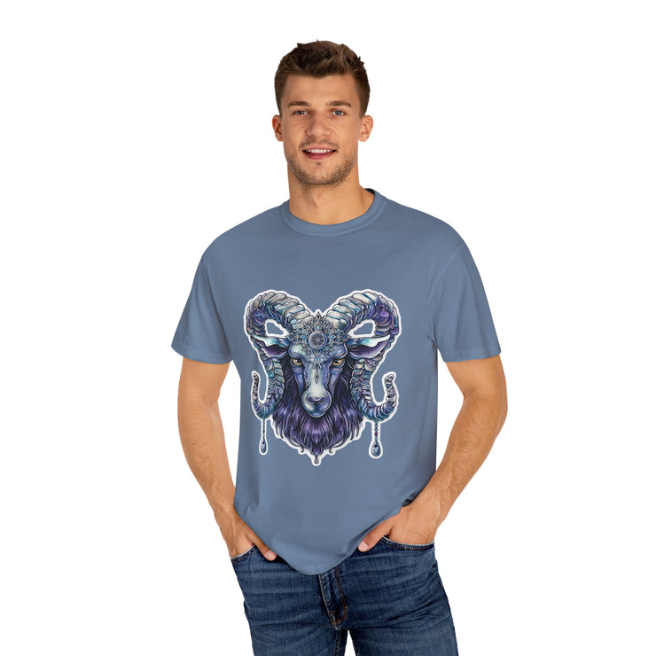 Mystical Ram Graphic Unisex T-shirt, Boho Tee, Astrology Shirt, Spiritual Gift, Festival Wear, Unique Graphic Tee