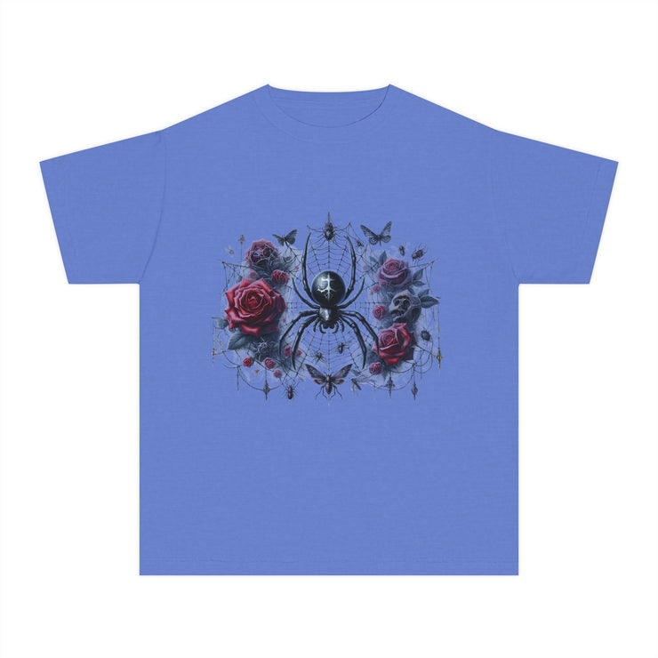 Gothic Spider Youth Tee - Cool Graphic Shirt for Teens, Alternative Fashion, Halloween Costume, Unique Gift, Everyday Wear