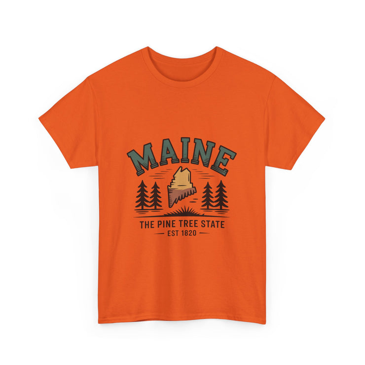 Maine Adventure Tee, Unisex Heavy Cotton T-Shirt, Casual Wear, Nature Lover Gift, Vacation Souvenir, Summer Outfit, USA States Design