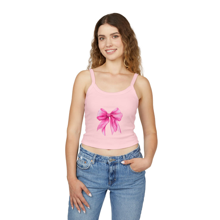 Pink Bow Spaghetti Strap Tank Top, Cute Summer Top, Women’s Fashion, Gift for Her, Casual Outfit, Beachwear