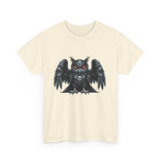 Owl Skull Graphic Tee, Unisex Heavy Cotton T-Shirt, Edgy Apparel for Halloween, Casual Wear, Gift for Gothic Style Lovers
