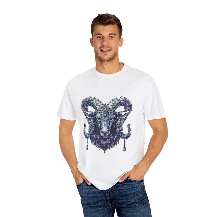 Mystical Ram Graphic Unisex T-shirt, Boho Tee, Astrology Shirt, Spiritual Gift, Festival Wear, Unique Graphic Tee