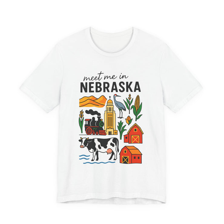 Nebraska Graphic Tee, Unisex Jersey Short Sleeve Tee, Souvenir Shirt, USA States Design