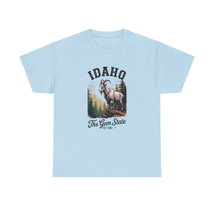 Idaho Gem State Tee, Unisex Heavy Cotton Shirt, Vintage Idaho Style T-Shirt, Nature Lover Apparel, Gift for Idaho Residents, USA States Design