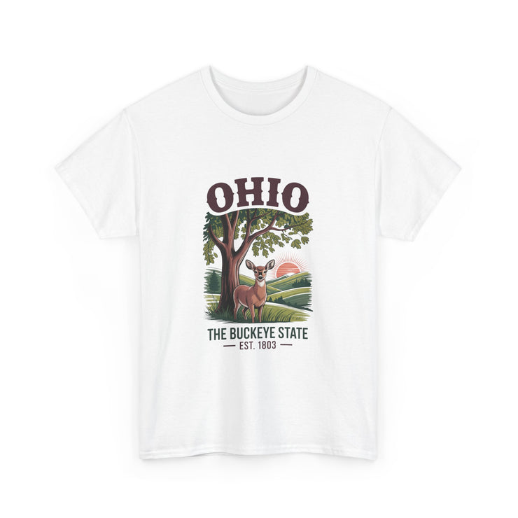 Ohio Vintage Graphic Tee, Unisex Cotton Shirt, Buckeye State Gift, Nature Lover Tee, Casual Wear, Ohio Pride Clothing, USA States Design