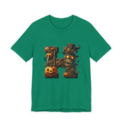 Halloween Themed Unisex Tee, Pumpkin Shirt, October Fest T-Shirt, Scary Skull Top, Spooky Shirt, Ghoulish Fashion
