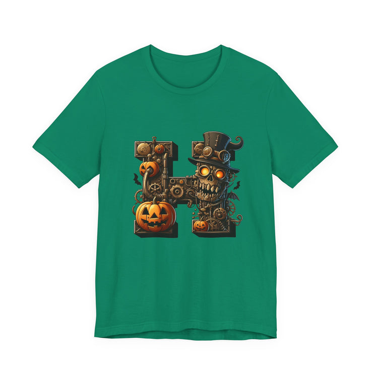 Halloween Themed Unisex Tee, Pumpkin Shirt, October Fest T-Shirt, Scary Skull Top, Spooky Shirt, Ghoulish Fashion