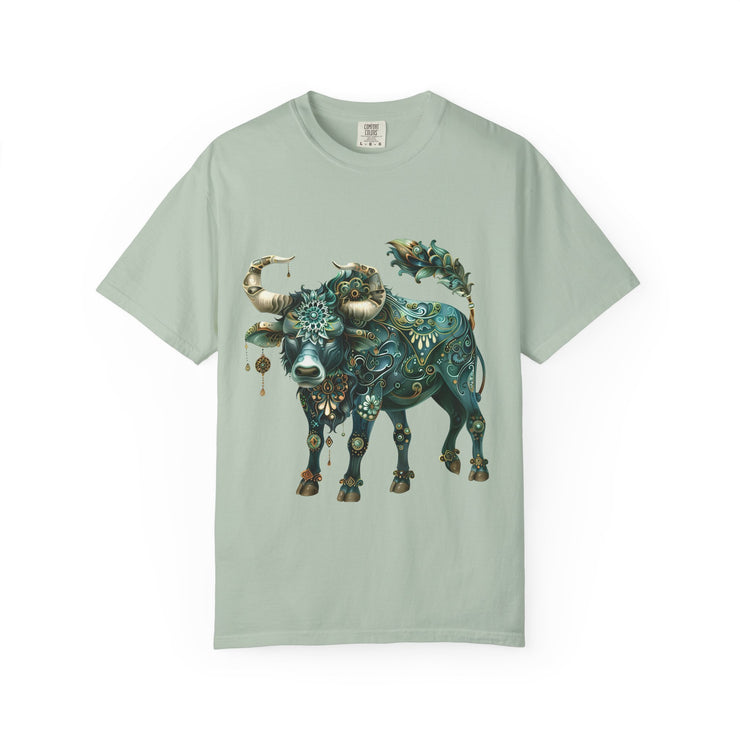 Bohemian Bull T-Shirt, Artistic Graphic Tee, Unisex Shirt for Cow Lovers, Gift for Occasions, Casual Wear, Eco-Friendly Style