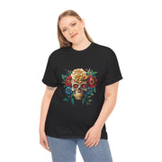 Floral Skull Tee - Unisex Heavy Cotton | Boho Style Shirt, Festival Wear, Gothic Aesthetic, Unique Gift, Casual Everyday Top