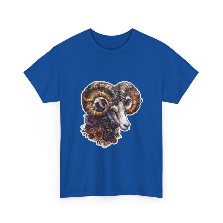Bohemian Ram Graphic Tee, Casual Apparel, Gift for Animal Lovers, Festival Wear, Unisex T-Shirt, Nature-Inspired Clothing