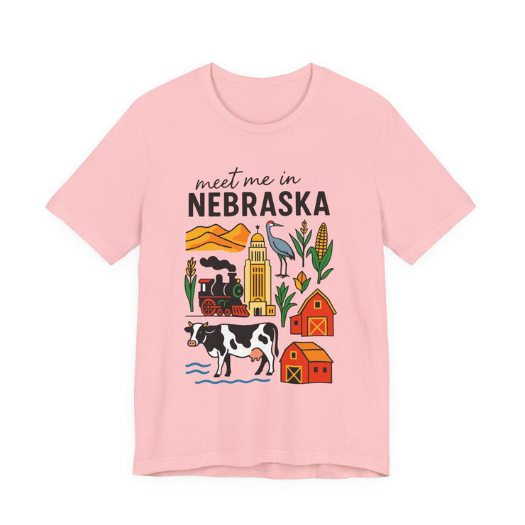 Nebraska Graphic Tee, Unisex Jersey Short Sleeve Tee, Souvenir Shirt, USA States Design