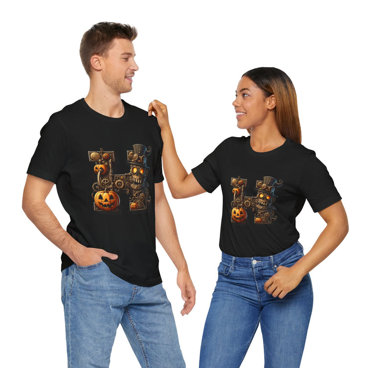 Halloween Themed Unisex Tee, Pumpkin Shirt, October Fest T-Shirt, Scary Skull Top, Spooky Shirt, Ghoulish Fashion