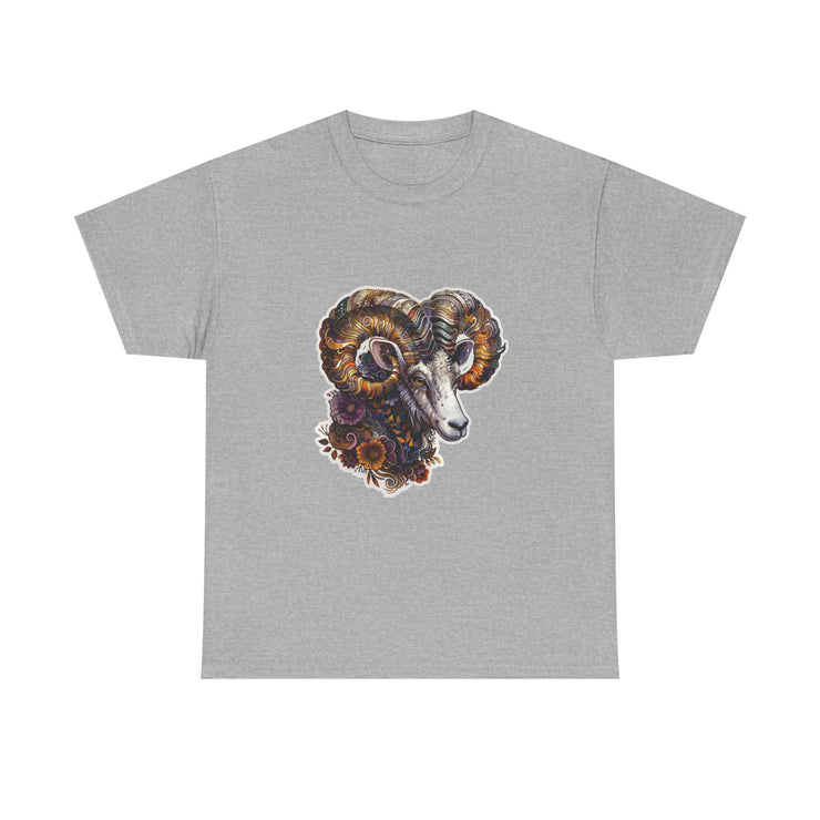 Bohemian Ram Graphic Tee, Casual Apparel, Gift for Animal Lovers, Festival Wear, Unisex T-Shirt, Nature-Inspired Clothing