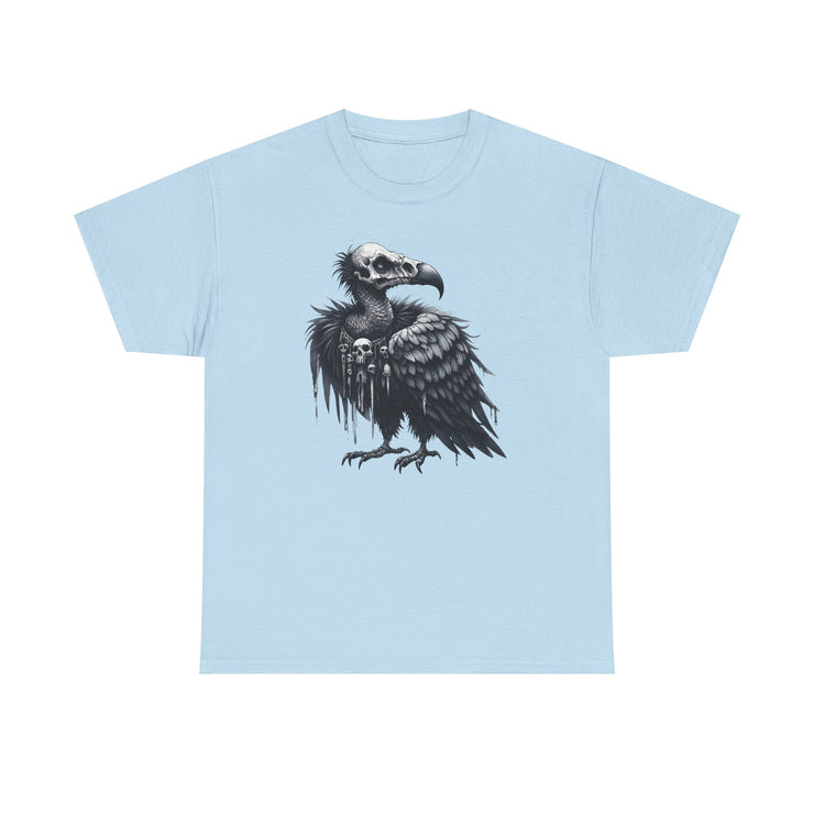 Gothic Vulture Tee, Unisex Heavy Cotton T-Shirt, Edgy Graphic Shirt for Music Lovers, Halloween T-Shirt, Alternative Fashion