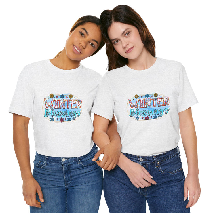 Winter Blessings Unisex Jersey Tee, Cozy Winter T-shirt, Holiday Gift, Seasonal Apparel, Comfortable Casual Wear
