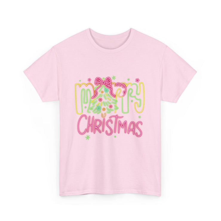 Festive Merry Christmas Tee - Unisex Heavy Cotton T-Shirt, Holiday Shirt, Christmas Gift, Cozy Winter Apparel, Family Gathering Outfit