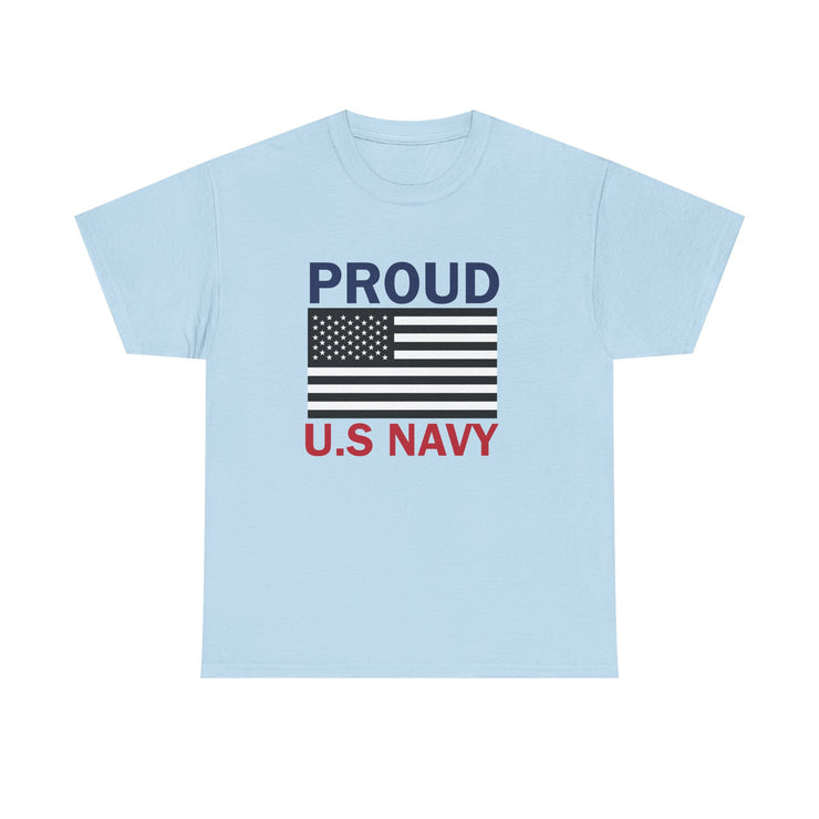 Proud U.S. Navy Unisex Heavy Cotton Tee, Veteran Gifts, Military Apparel, Patriotic Shirt, Independence Day, Memorial Day