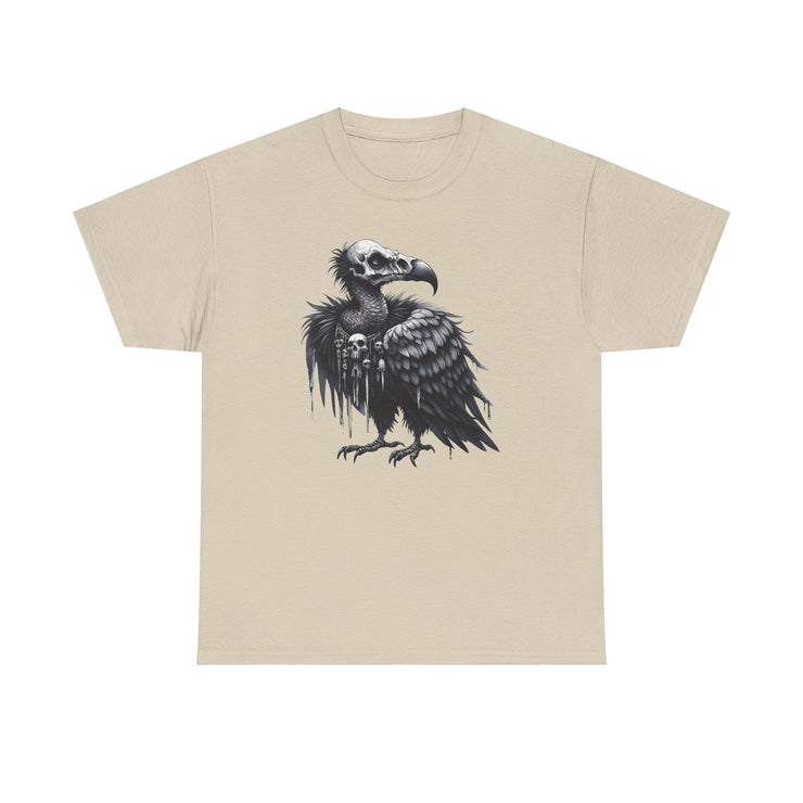 Gothic Vulture Tee, Unisex Heavy Cotton T-Shirt, Edgy Graphic Shirt for Music Lovers, Halloween T-Shirt, Alternative Fashion