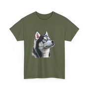 Siberian Husky Heavy Cotton Tee, Cozy Dog Lover Shirt, Unisex Graphic Tee, Pet Owner Gift, Cute Animal Apparel